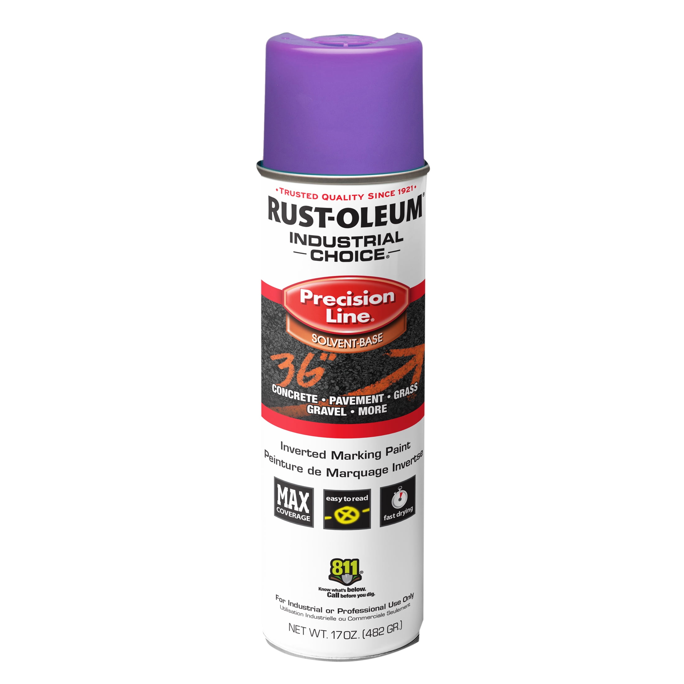 12 Pack, Fluorescent Purple, Rust-Oleum Precision Line Marking Flat Spray Paint- 17 oz