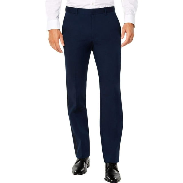 Alfani Mens Side Striped Dress Pants Slacks, Blue, 40W x 32L