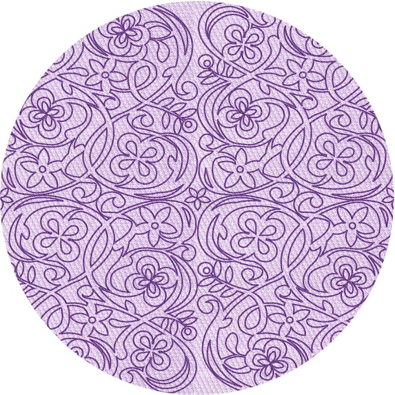 Ahgly Company Indoor Round Patterned MediumOrchid Purple Area Rugs, 8' Round