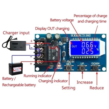 

GLFSIL XY-L10A Lithium Battery Charge Controller Protection Board 6-60V LCD Display TE