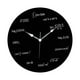 thumbnail image 5 of Reloj de pared de ecuaciones matemáticas, relojes de tiempo que no hacen tictac, reloj redondo de tablero negro de matemáticas creativas para aula, 5 of 9