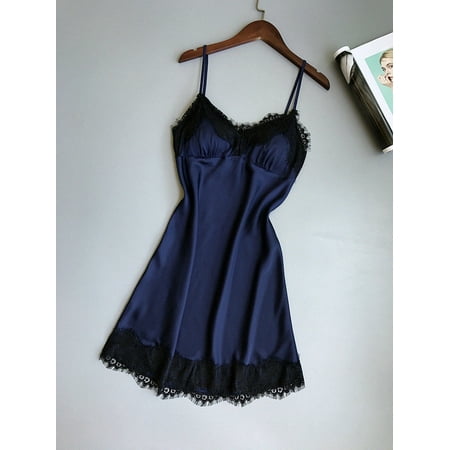

Womens Satin Silk Sexy Lingerie Lace Pajamas Night Erotic Dress
