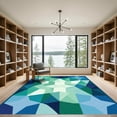 thumbnail image 2 of ODIKA 8'x10' Machine Washable Non-Slip Area Rug, Geometric Teal High Traffic Rug with Pad, Green, 1051423, 2 of 8