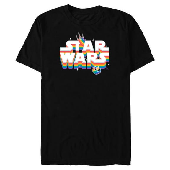 Star Wars Pride Rainbow Logo Rebel Symbol and X-Wing Fighter - Short Sleeve Blended T-Shirt for Adults - Customized-Black