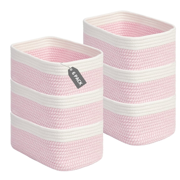Ataucjin Soft Polyester Rope Storage Baskets, 3 Pack/6 Pack Cotton Woven Bin for Closet, Bathroom, Nursery Toy, Shelf Organization 11.81 x 7.48 x 4.72 in