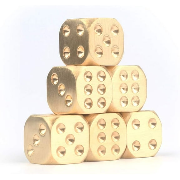 6pcs/Set Handmade Brass Solid bar Supplies Casino Mahjong dice