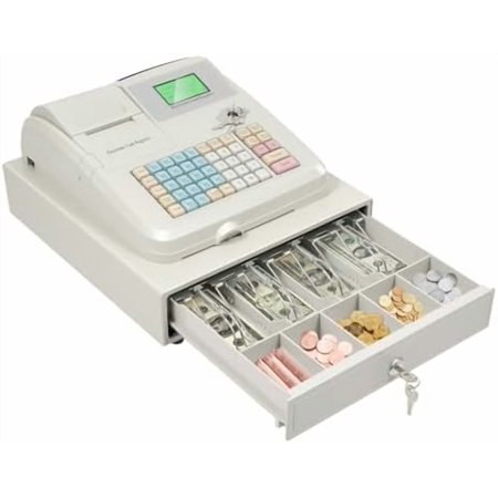 Commercial Electronic Cash Register 48 Keys LED Display Electronic Cashier Cash with Drawer for Shops Businesses Bianco$$Office