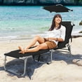 thumbnail image 3 of PetFurnishn Chaise Lounge Beach Chair with Canopy Shade, Adjustable 5 Position, Foldable Recliner Tanning Chair with Side Storage Pocket for Garden Patio Poolside,Black, 3 of 9
