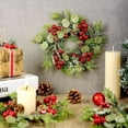thumbnail image 2 of Guvpev 8 Pcs 9.2" Mini Christmas Wreaths for Cabinets Small Wreath Kitchen with Ribbon Christmas Decorations Candle Rings Red Berry Pine Cone Wreaths for Windows Farmhouse Xmas Decor Table, 2 of 16