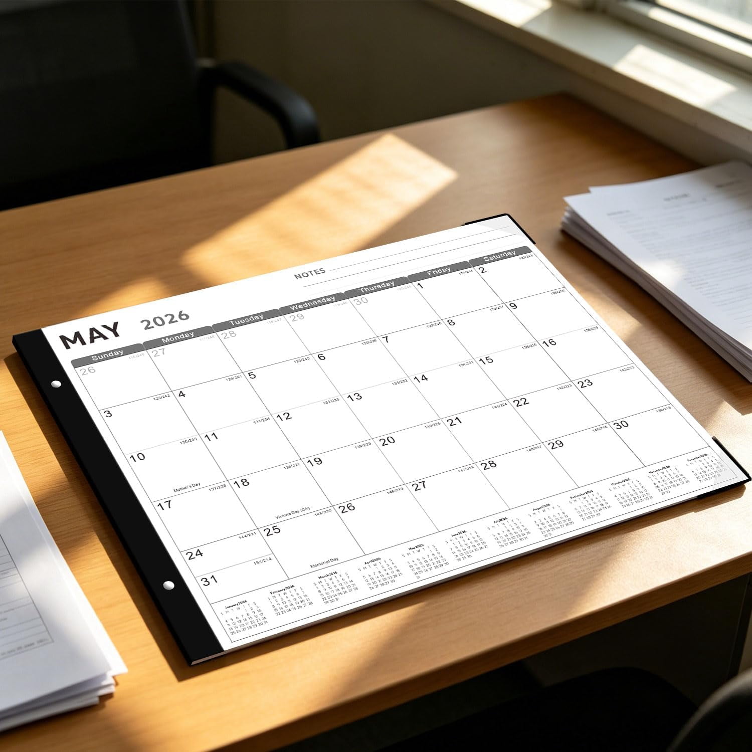 Desk Calendar 2026, 22" x 17" Large Calendar, 18 Mouths From January 2026 to June 2027, Desktop with Notes and Thick Paper for Home, Office School
