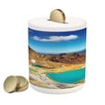 thumbnail image 1 of New Zealand Piggy Bank, Tongariro National Park Emerald Lakes and Mountains Natural Tourist Attractions, Ceramic Coin Bank Money Box for Cash Saving, 3.6" X 3.2", Multicolor, by Ambesonne, 1 of 4