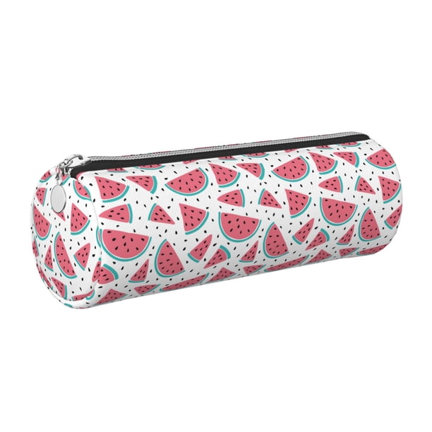 Disketp Watermelon Estuche Organizador de Lápices de Cuero, Estuche de Oficina con Cremallera para Bolígrafo y Lápiz