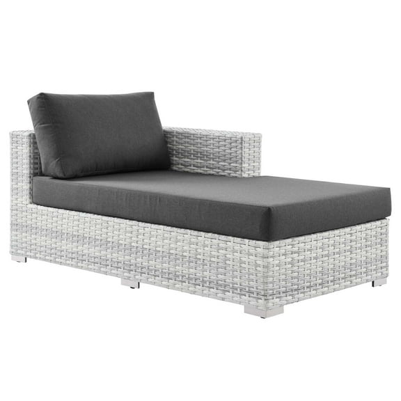 Lounge Chair Chaise, Rattan, Wicker, Grey Gray, Modern Contemporary Urban Design, Outdoor Patio Balcony Cafe Bistro Garden Furniture Hotel Hospitality