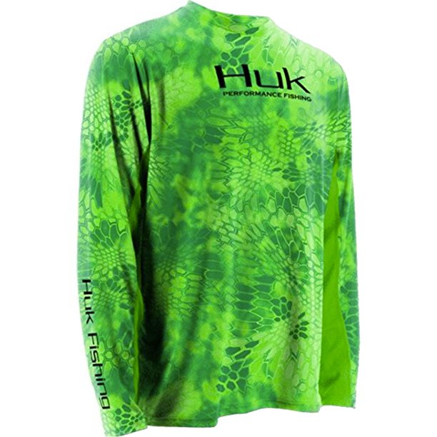 Huk Fishing Kryptek Solid Icon Long Sleeve Shirt Neon Green 3x Large Walmart Com