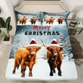 thumbnail image 2 of Feelyou Rustic Highland Cow Twin Sheet Sets, Merry Christmas Twin Fitted Sheet, Kawaii Winter Animal Flat Sheet, Ultra Soft Home Decor, 3pcs, 2 of 7