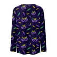 thumbnail image 6 of Mardi Gras Shirts for Women Sparkly Crew Neck Party Graphic Tee Long 3/4 Sleeve Feathers Print Green T Shirts Dark Purple 5XL, 6 of 6