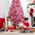 thumbnail image 6 of Best Choice Products 9ft Prelit Pink Artificial Christmas Tree, Snow Flocked Full Holiday Decoration w/ Foldable Base, 6 of 9
