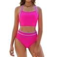 thumbnail image 2 of Women's High Waisted Bikini Sets Two Piece 2026 Swimsuit Sporty Adjustable Straps Bathing Suit Hot Pink 2XL, 2 of 6