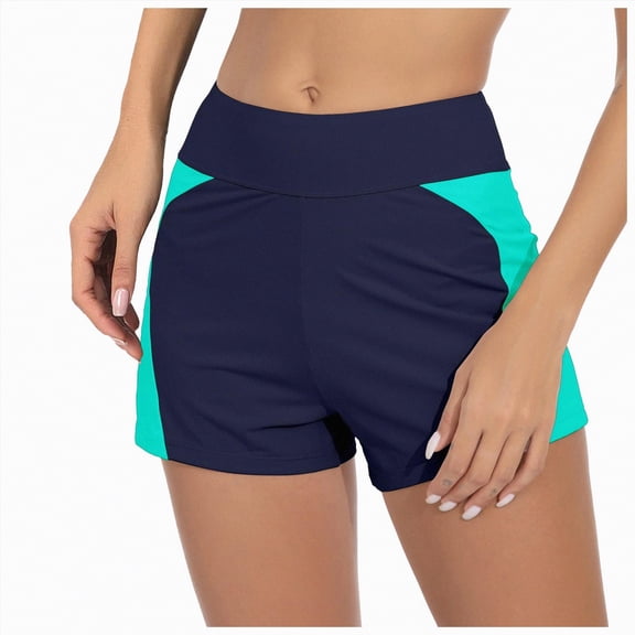 HCNTES Women High Waisted Swim Shorts - Bathing Suit Short Tummy Control Swimsuit Bottom Boy Shorts(Navy,S)
