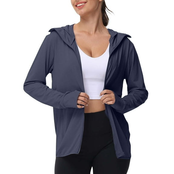 Womens Tops Sun Shirts Jacket Zip Up Hoodie Long Sleeve Ice Outdoor with Pockets on Sale