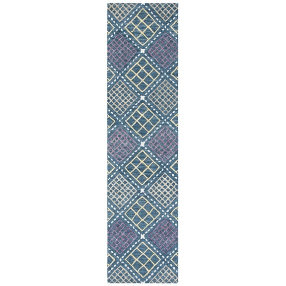 SAFAVIEH Metro Kaylee Geometric Runner Rug, Blue/Yellow, 2'3" x 9'