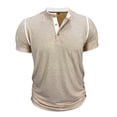 thumbnail image 4 of Men's Henley T-Shirt Button Stand-up Collar Slim Fit Muscle Short Sleeve Pullover Basic Solid Color Blouse, 4 of 6
