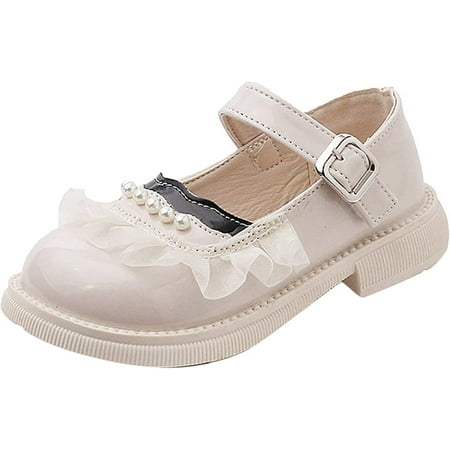 

QWZNDZGR Baby Girl Shoes Non Slip Soft Sole PU Leather Mary Jane Flats First Walker Crib Shoe 3-18 Months Flat Lazy Loafers