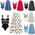 thumbnail image 6 of Women Vintage Polka Dot One Piece Swimsuit Oversized Bow Cut Out Tummy Control Bathing Suit Retro High Waist Swimwear, 6 of 7