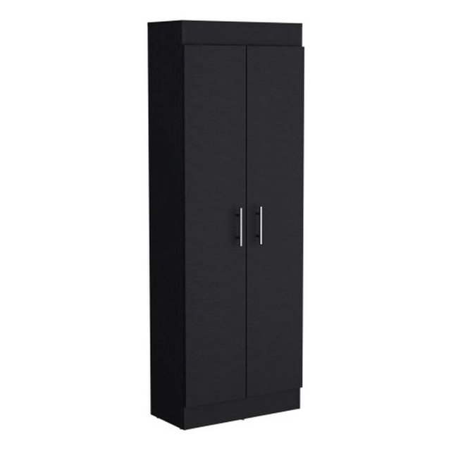 Pemberly Row Contemporary Pantry Cabinet Engineered Wood Black