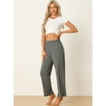 thumbnail image 2 of DARING DIVA Women's Flowy Cotton Wide Leg Lounge Pants L Gray and Black, 2 of 7