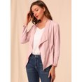 thumbnail image 3 of INSPIRE CHIC Veste en Faux Suède pour Femme à Manches Longues, devant Drapé, Vestes de Moto, 3 of 4