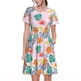 thumbnail image 1 of Disketp Tropical Plants para Vestido de Manga Corta para Mujeres, Vestidos de Verano para Mujeres, Casual y Holgado para la Playa, 1 of 6