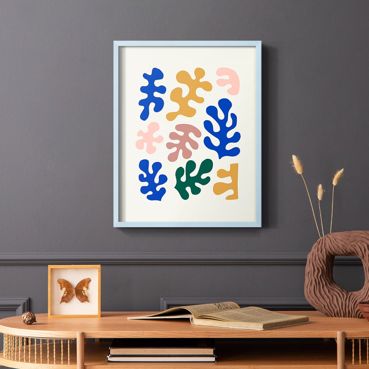 Matisse CDLXV in Blue Solid Wood Framed Print No Nail Hanging