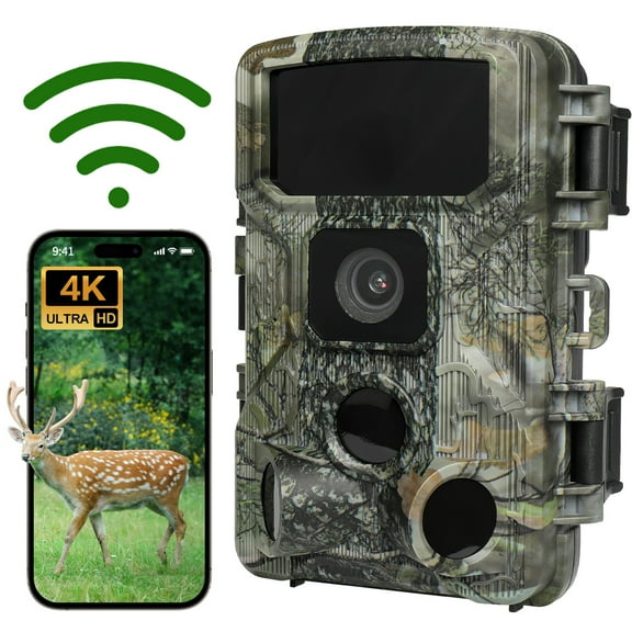 Hunting Camera WiFi 64MP 4K, Hunting Camera with Night Vision and 130° Wide Angle Lens, Trail Cam with Fast Trigger Speed，Camera only
