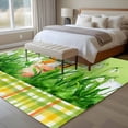 thumbnail image 4 of 8'x10' Area Rugs, Easter Bunny Indoor Outdoor Area Rug for Living Room Bedroom, Spring Green Garden Floral Botanical Plaid Washable Bathroom Rugs Kitchen Floor Carpet Mats Home Decor Aesthetic, 4 of 8