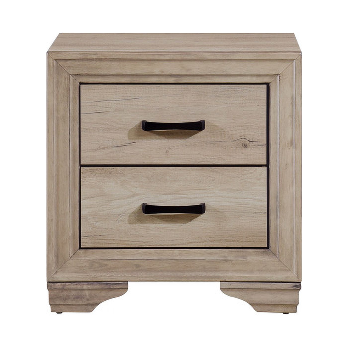 Lonan Collection Rustic Contemporary Nightstand with Industrial-Inspired Weathered Look