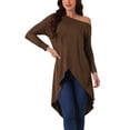 thumbnail image 1 of INSPIRAR CHIC Blusa Casual de Una Sola Manga Larga Asimétrica con Dobladillo Irregular Color Marrón Oscuro Talla S, 1 of 5