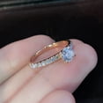 thumbnail image 3 of Guodhu Womens Rose Gold Cubic Zirconia Promise Rings Simulated Diamond Wedding Ring for Women Ideal Engagement Anniversary Gift, 3 of 6