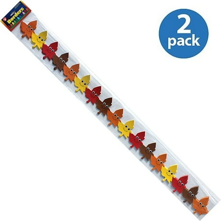 (2 Pack) Hygloss, HYX33644, Happy Leaves Border Strips, 12 / Pack, Yellow,Orange,Red,Brown