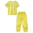 thumbnail image 4 of Zaldita Boys Girls Hip Hop Outfit Tracksuit Kids Shiny Metallic Shirts and Street Pants Bottoms Set Gold 11-12, 4 of 5