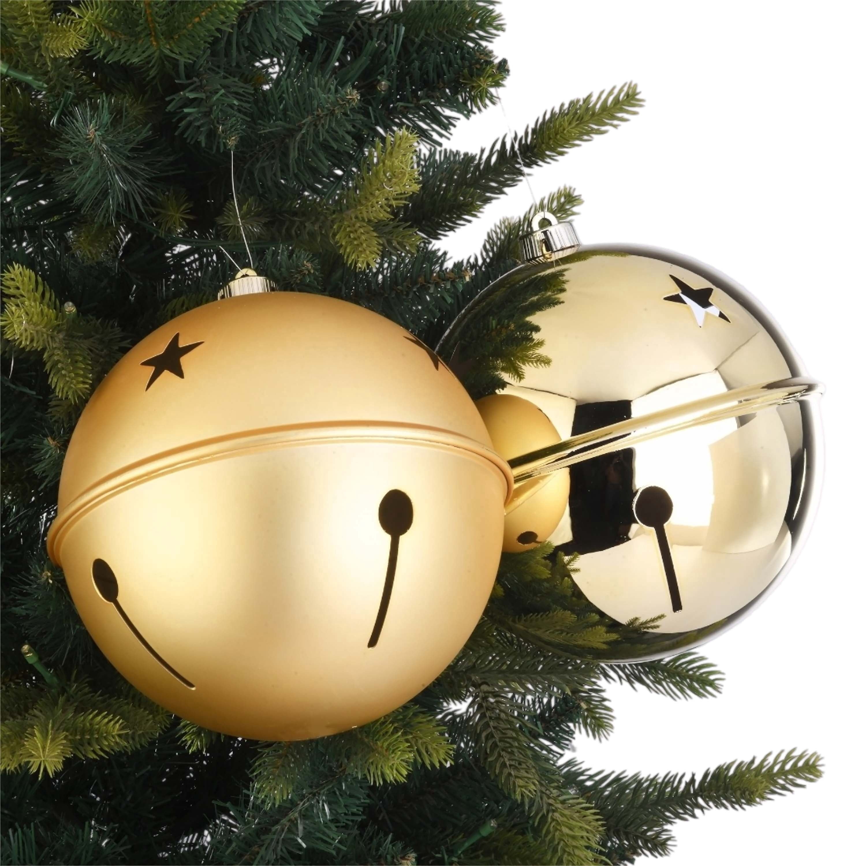 2-Count Gold Jumbo Bell Shatterproof Christmas Ornaments, 8.5", by Holiday Time