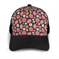 thumbnail image 3 of Naloa Strawberry Adult adjustable Print Baseball Hat, Patchwork curved brim baseball capfor Men and Women, One Size, 3 of 5