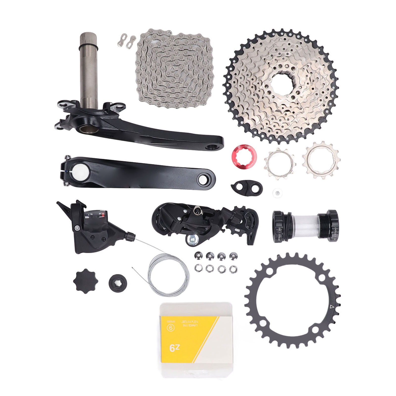 9 Speed Groupset 11 To 40T Wide Multi Groupset With Shifter Rear Derailleur Hollow Integrated Crank Chain Tail Hook Mountain Bike Crankset