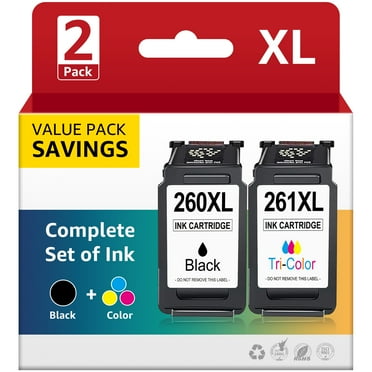 PG-260 CL-261 Ink Cartridges Compatible for Canon PG-260XL CL-261XL 260 261 XL Printer Ink Cartridges for PIXMA TS5320 TS6420 TR7020 All in One Wireless Printer High Yield Multipack（1 Black, 1 Color)