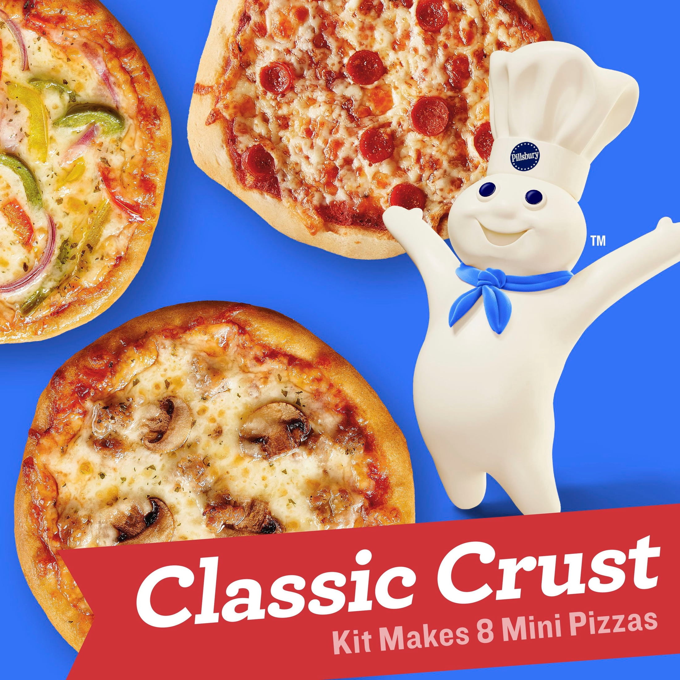 Pillsbury Mini Pizzas Kit, Classic Crust, Refrigerated Pizza Dough, 20.2 oz
