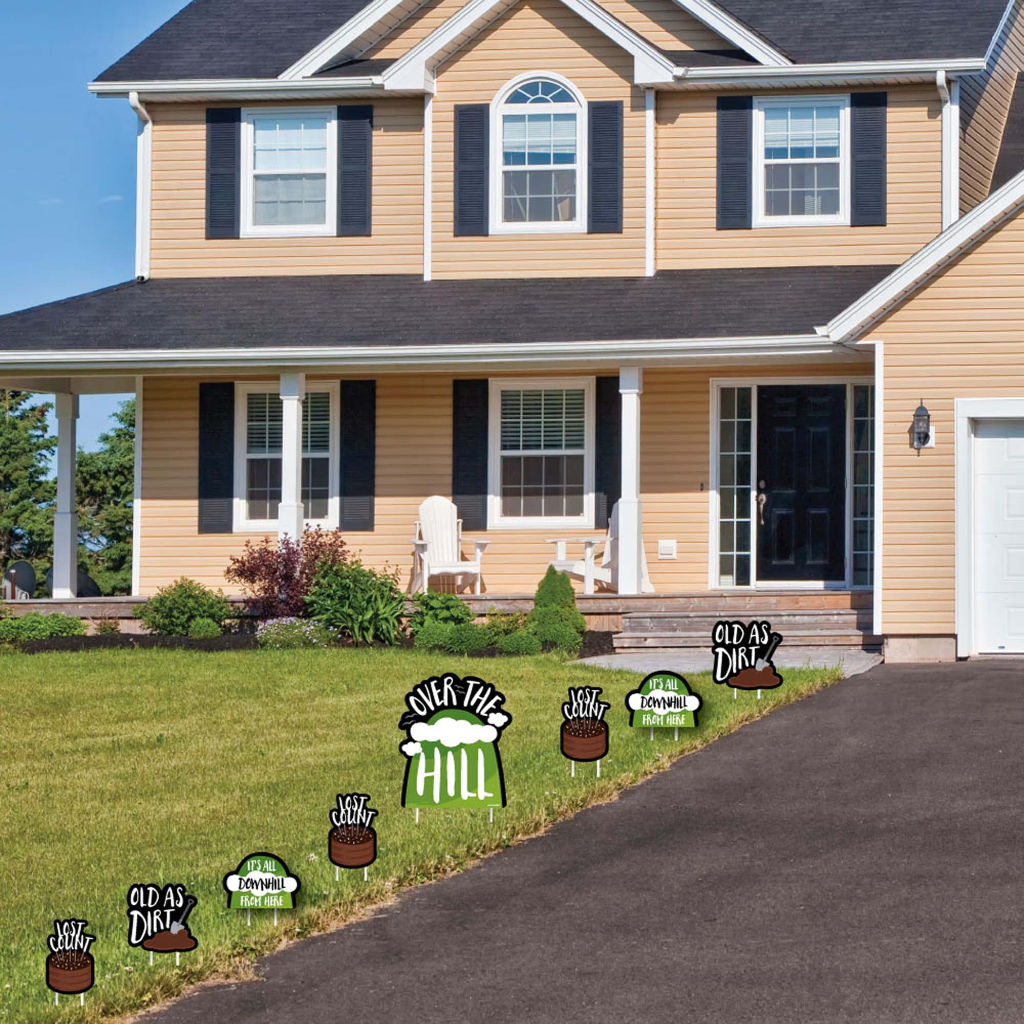 Big Dot of Happiness Over The Hill Birthday - Yard Sign and Outdoor Lawn Decorations - Birthday Party Yard Signs - Set of 8