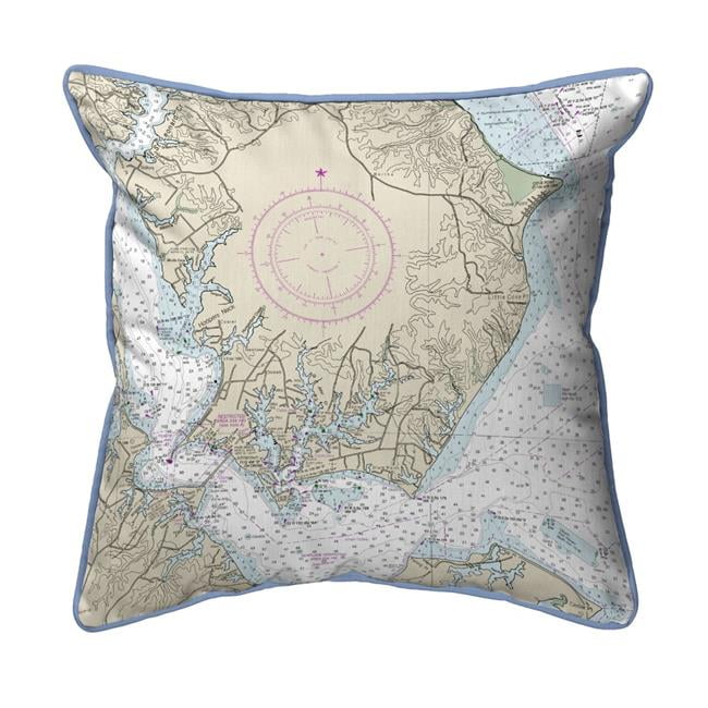 Betsy Drake SN12264SI Slomons Island MD Nautical Map Small Corded Indoor Outdoor Pillow 12 x 12 in. Walmart