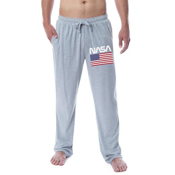 NASA Mens' Space Fashion Logo American Flag Sleep Pajama Pants