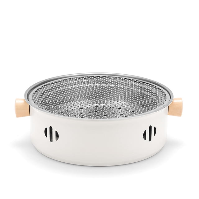 yeacher Portable Stainless Steel Camping Grill with Detachable Design for Outdoor Cooking, Tea Brewing, and BBQ - White