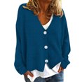 thumbnail image 7 of Arlun Women's Solid Color Knit Sweaters Cardigan 2025 Fall Winter Button down Open Front Casual Loose Sweater Soft Comfortable V-Neck Long Sleeve Outwear Blue S, 7 of 7